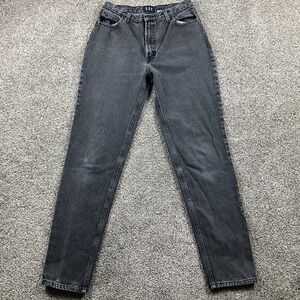 Vintage GAP Jeans Womens 12 Long Black Denim Slim Fit Grunge Y2K Faded Distress‎